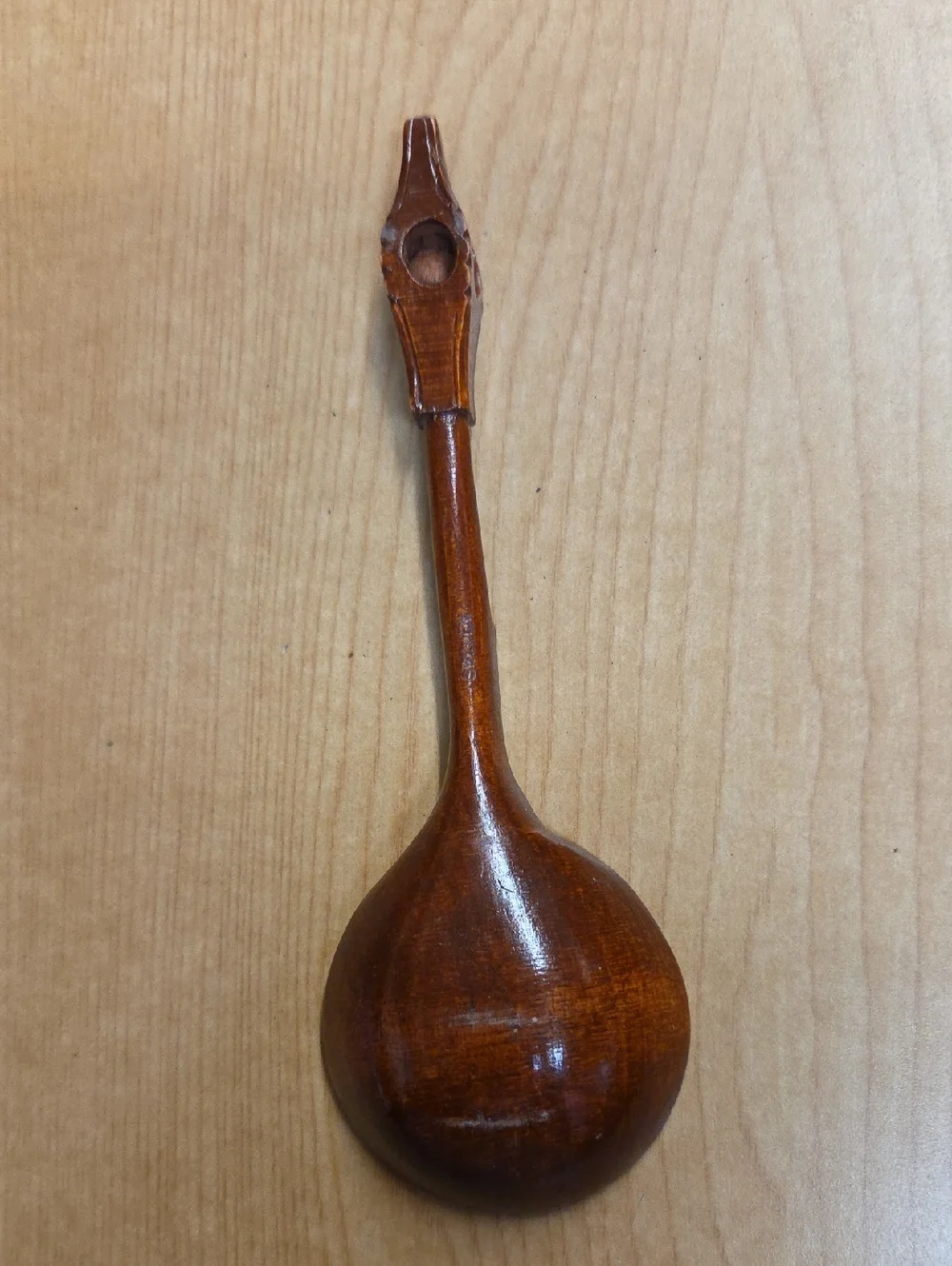 Swedish Vtg Folk Wooden Hand Carved Letter Spoon with Ball in Cage,cutting Board